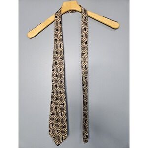 Saks Fifth Avenue Pure Silk Medallion Tie Purple Gold Made in USA Luxury
